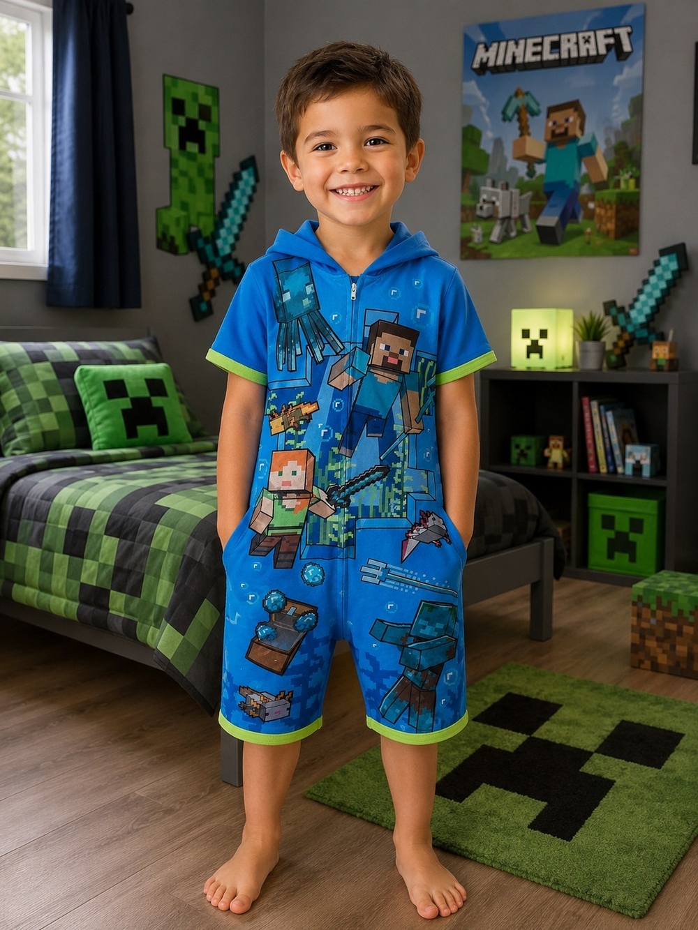 Minecraft PJ Romper Boys Size 4T/5T